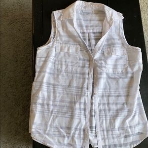 New York and Company white striped sheer shirt